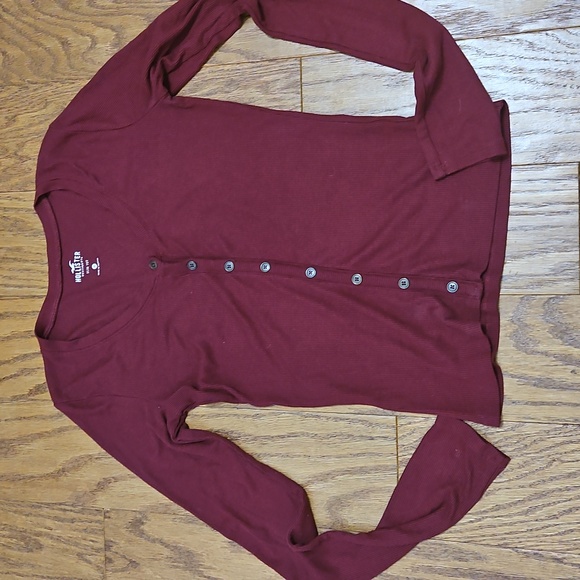 Hollister long sleeve burgundy slim tee M - Picture 1 of 6